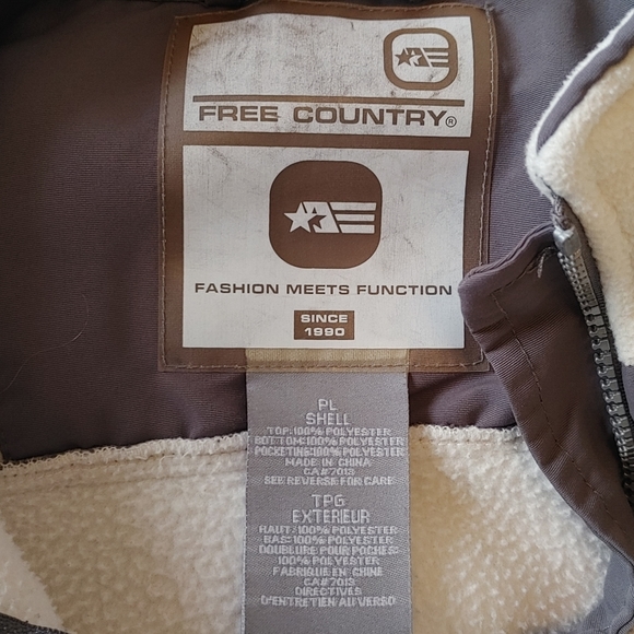 Women's Sz M Free Country Fleece Jacket Gray and Winter White Pockets zipup - Picture 7 of 7